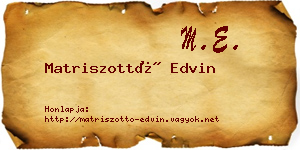 Matriszottó Edvin névjegykártya